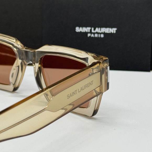 NEW SL 572 006 YELLOW BROWN SL572 006 SQUARE WOMEN SUNGLASSES SAINT LAURENT - Picture 9 of 12